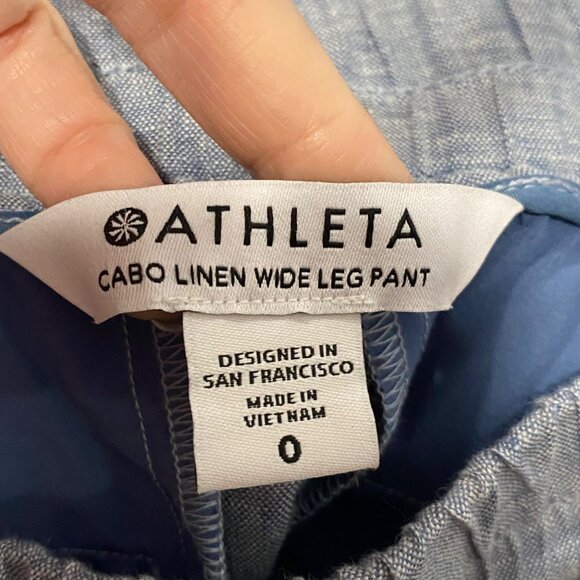 Athleta Cabo Linen Wide Leg Chambray Pant Size 0 - Picture 7 of 8
